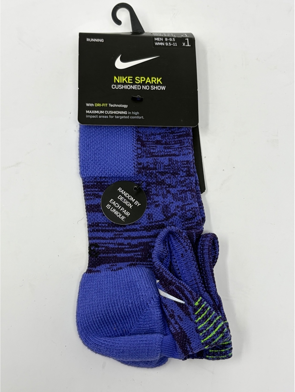 Nike Spark Cushioned No Show Running Socks - Blue - Size 1